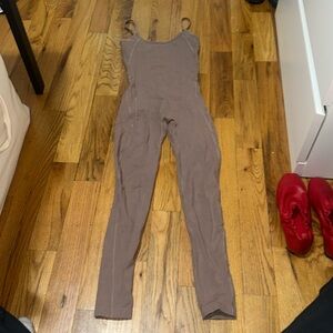 TNA brown/beige long workout romper - size xs